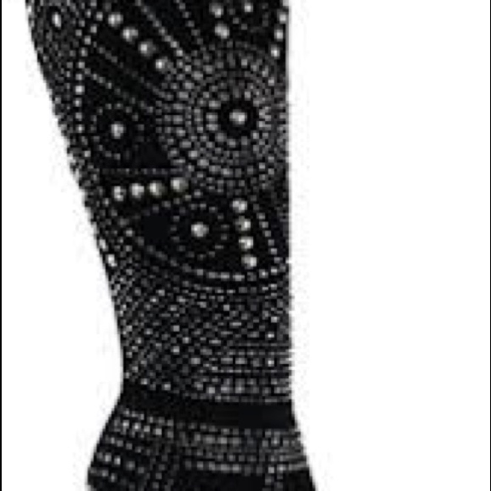 Black studded high heel boots